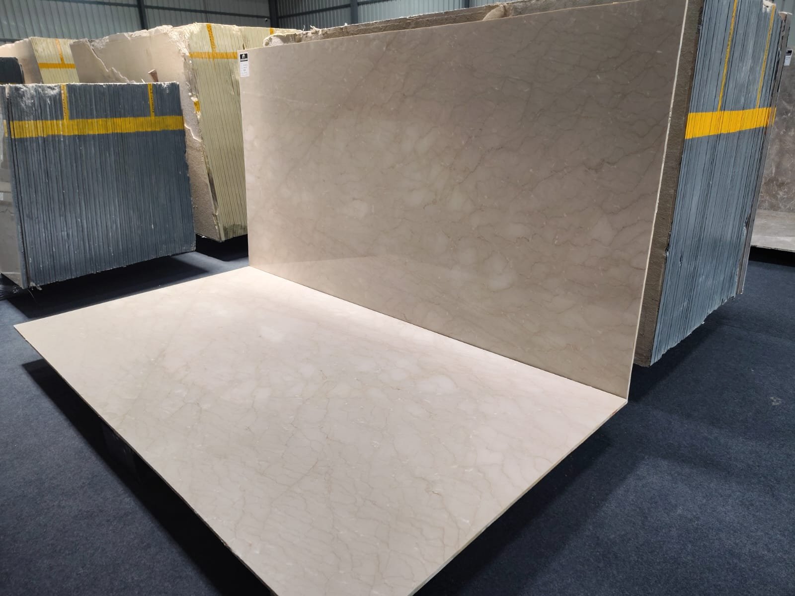 Burberry Beige Italian Marble flooring used in luxury living room with polished finish and elegant beige shade