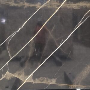Saint Laurent Marble slab – luxury Italian marble in India with black base and golden veins