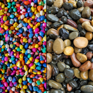 Colored and natural pebble stones by Marble and Granite Supplier India Arslan Stonex for garden landscaping and interior design